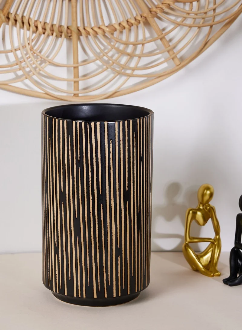 Premier Kiso Large Black And Cream Finish Vase