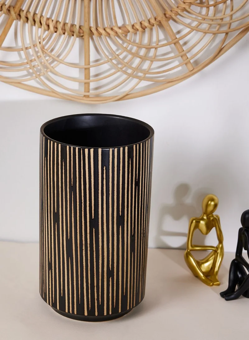 Premier Kiso Large Black And Cream Finish Vase