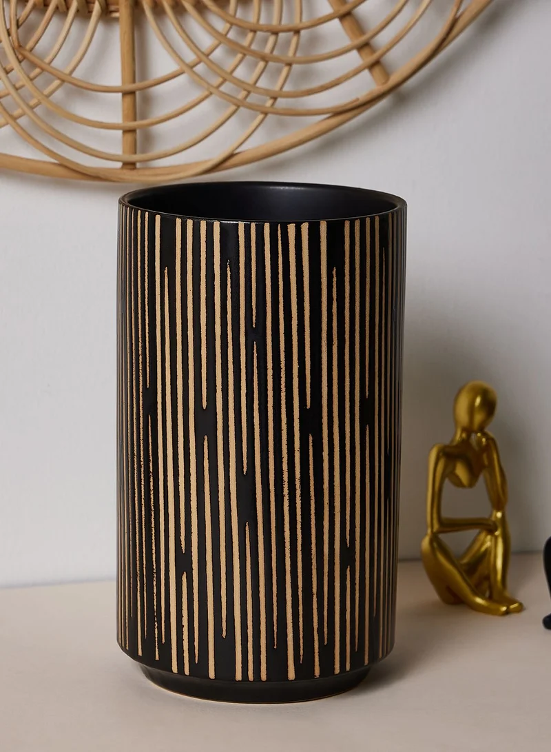 Premier Kiso Large Black And Cream Finish Vase