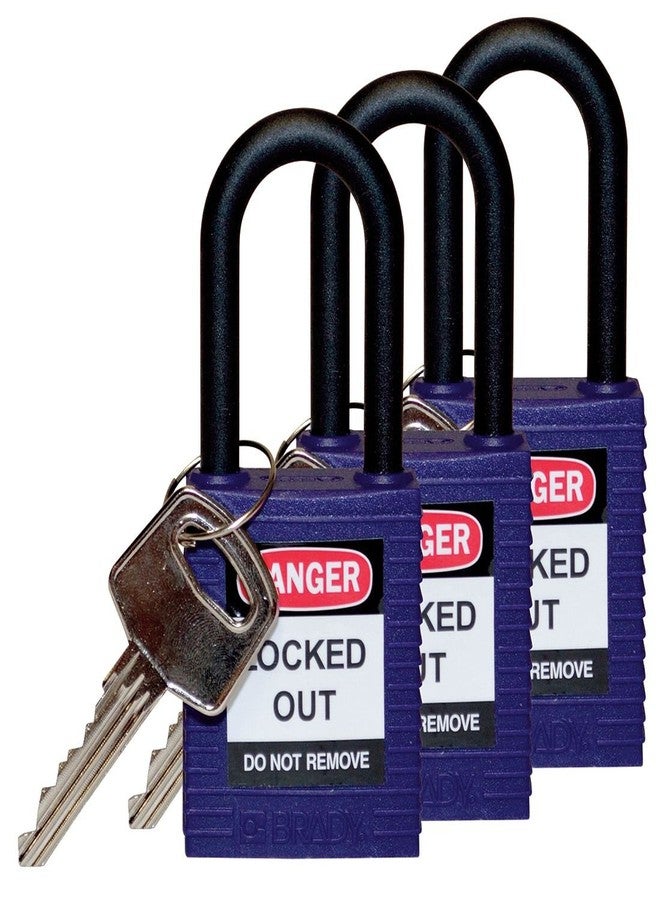Brady 123340 Lockout Padlock, Keyed Alike, 1/4", Purple