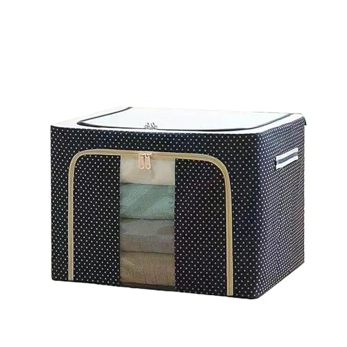 Raggle polycotton Clothes Storage Organizer Bins, Foldable Storage Bins-Cloth Steel Frame Storage Box with Foldable Clear Window & Reinforced Handles (Blue, 100L-1) - Image 1