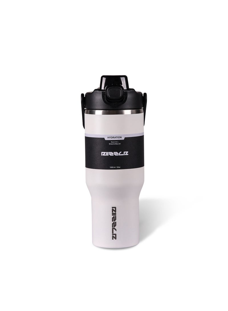 RIIZZLR® 1000ml Insulated Water Bottle Tumbler with 2-in-1 Straw & Sip Lid – Stainless Steel Vacuum Flask, Double Wall, BPA-Free, Leakproof, Wide Mouth, Keeps Drinks Hot 12H / Cold 24H - Image 2