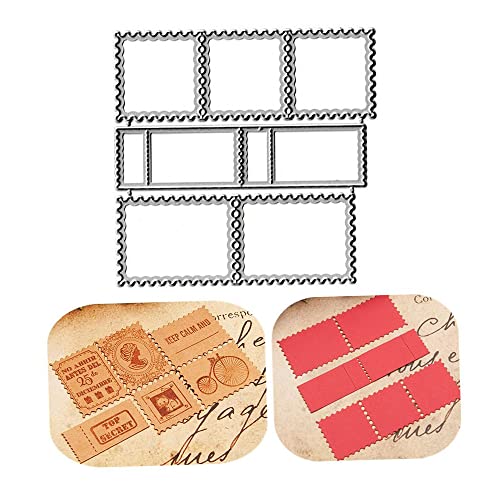 Postage Stamp Frame Cutting DiesWave Edge Frame Die Cuts Metal Embossing Stencils Template Mould for Card Scrapbooking and DIY Craft Album Paper Card Decor