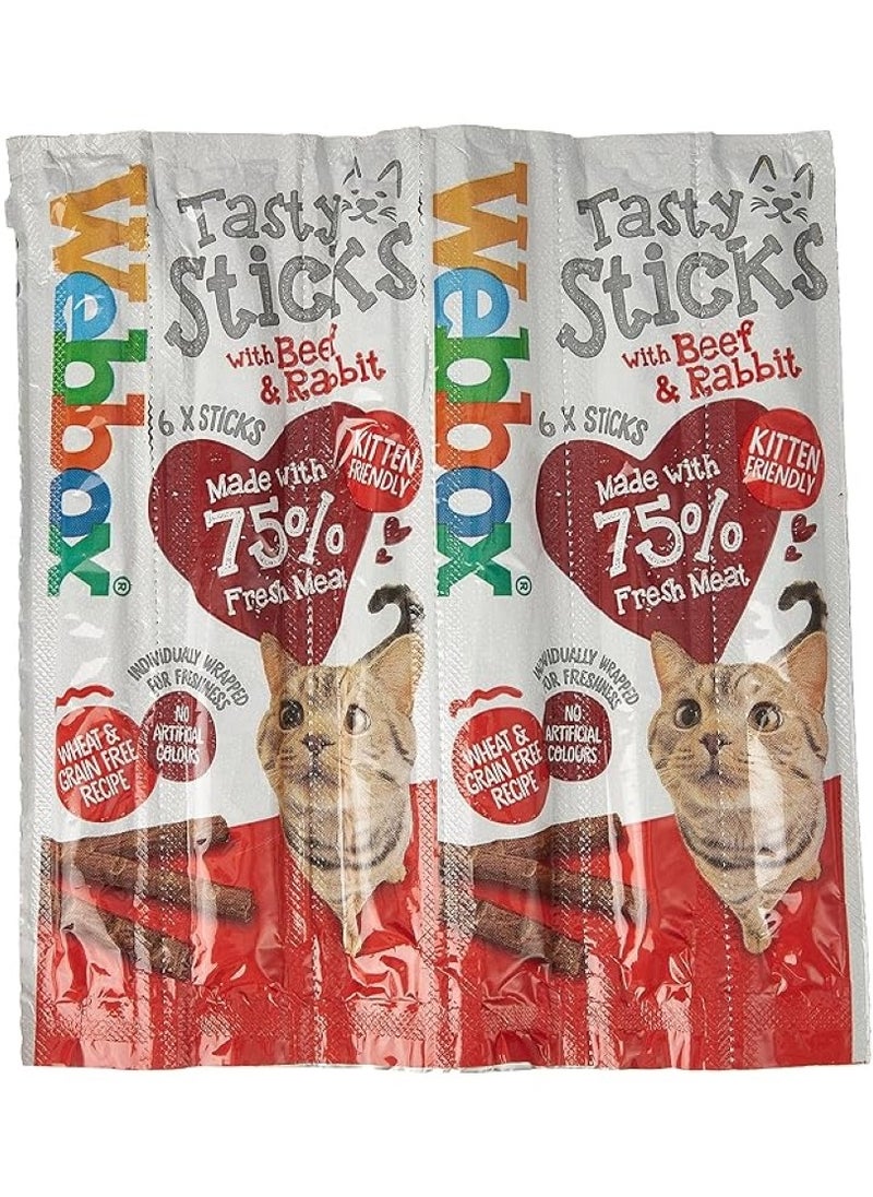 Webbox Cats Delight Tasty Sticks Beef & Rabbit 6 Sticks 30 G  - Image 1
