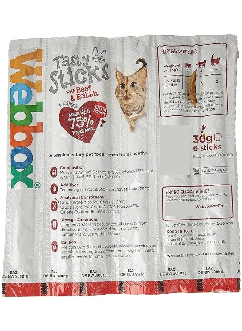 Webbox Cats Delight Tasty Sticks Beef & Rabbit 6 Sticks 30 G  - Image 2