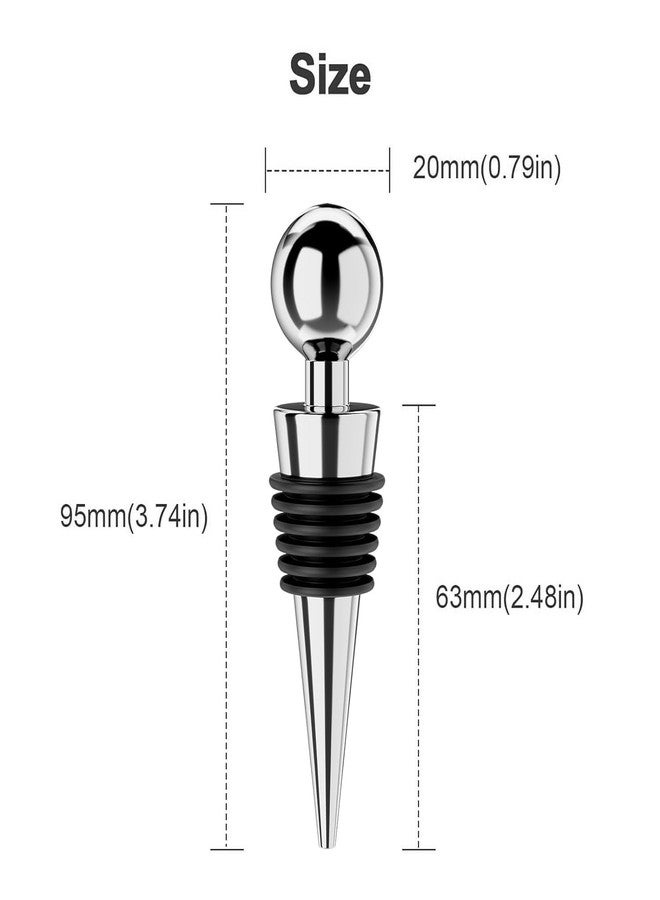 JOYUS Wine and Beverage Bottle Stoppers with Grip Top, Wine Saver, Reusable Corks, Silicone Vacuum Wine Stopper for Bar, Keep Wine Fresh Suitable for Standard Bottle Holiday Party, Silver, Pack of 5 - Image 3