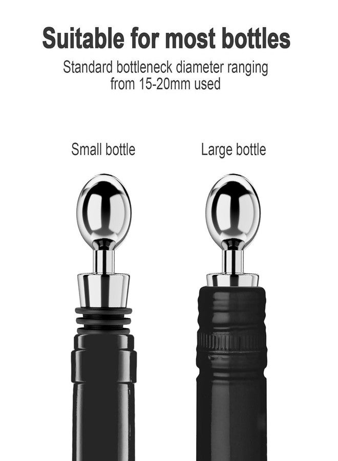 JOYUS Wine and Beverage Bottle Stoppers with Grip Top, Wine Saver, Reusable Corks, Silicone Vacuum Wine Stopper for Bar, Keep Wine Fresh Suitable for Standard Bottle Holiday Party, Silver, Pack of 5 - Image 2