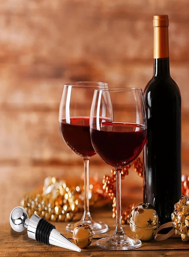 JOYUS Wine and Beverage Bottle Stoppers with Grip Top, Wine Saver, Reusable Corks, Silicone Vacuum Wine Stopper for Bar, Keep Wine Fresh Suitable for Standard Bottle Holiday Party, Silver, Pack of 5 - Image 5