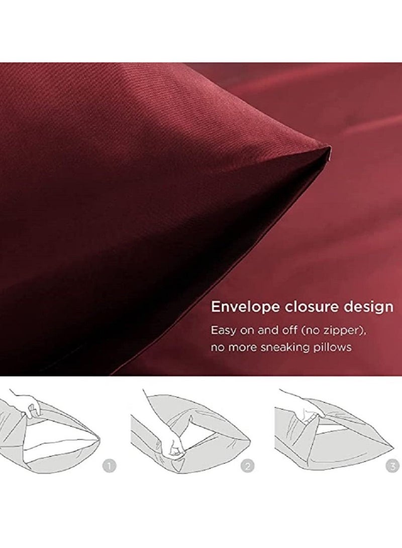 SMILEE 100% Pure Mulberry Queen Pillowcase 2-Piece （Red） - Image 3
