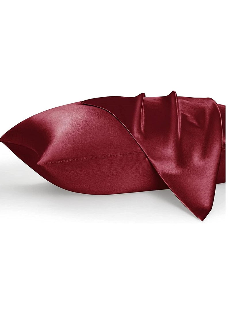 SMILEE 100% Pure Mulberry Queen Pillowcase 2-Piece （Red） - Image 2