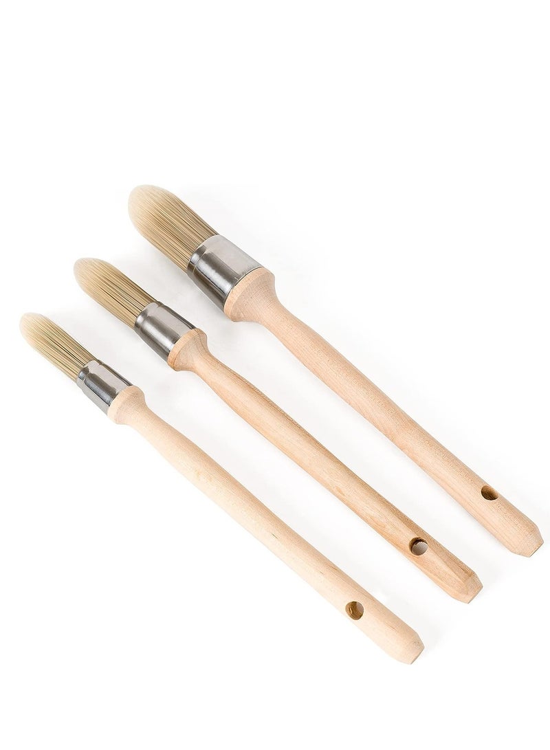 كاست ويف Trim Painting Tool 3 Packs with 0.6Inch 0.75Inch 1Inch Small Paint Brushes for Walls Touch Up Edge Painting Tool Round Paint Brush for House Wall Edges Trim Paint Brushes - Image 1
