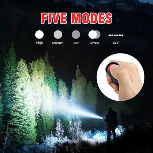 HAUSBELL A100 LED EDC Flashlights High Lumens,Bright, Zoomable, Waterproof, Powerful, Emergency Tactical LED Flashlights for Home and 5 Modes, Flashlight for Camping Gear、Hiking、Walking（2Pack） - Image 3