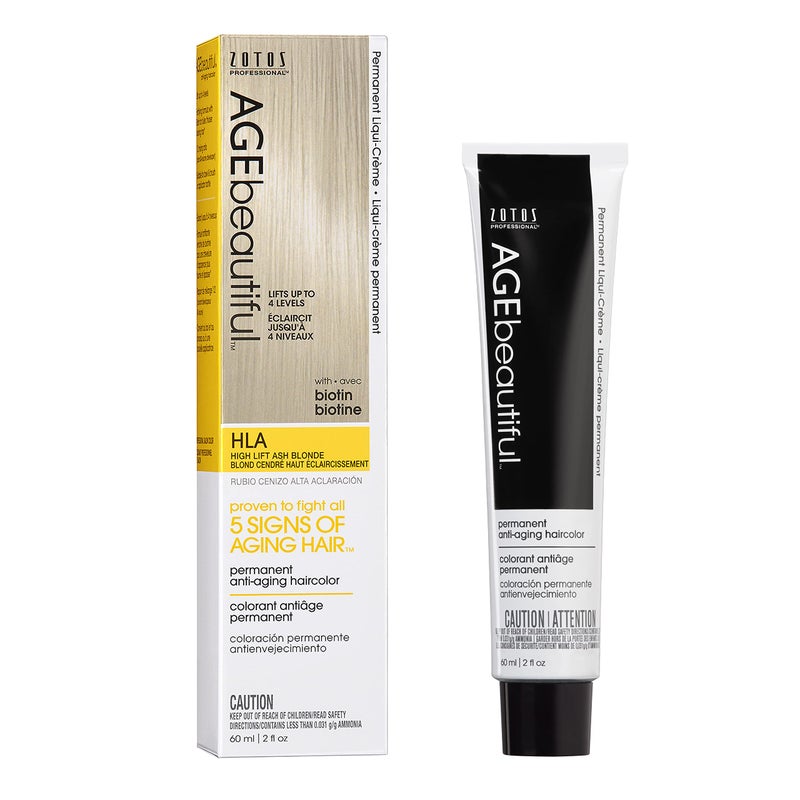 AGE beautiful Permanent Hair Color Dye Liqui Creme | 100% Gray Coverage | Anti-Aging Haircolor | Biotin for Thicker, Fuller Hair | Professional Salon Coloring | HLA High Lift Ash Blonde - Image 1
