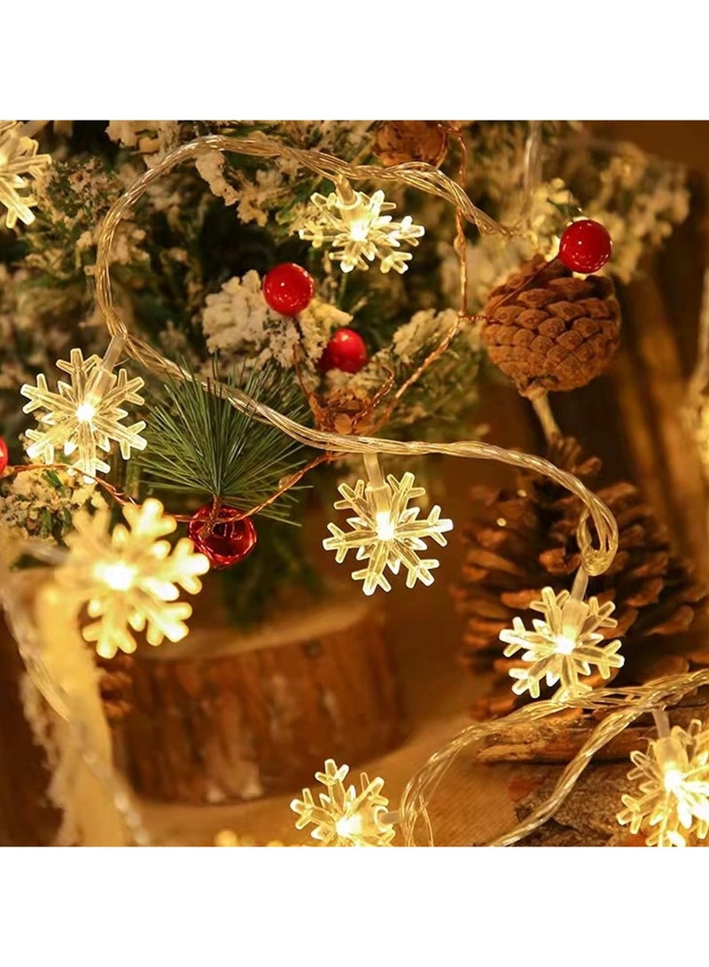 تابيت سلسلة أضواء عيد الميلاد الشمسية على شكل ندفة ثلجية، 100 مصباح LED بطول 39 قدمًا، مصابيح خرافية مقاومة للماء في الهواء الطلق مع 8 أوضاع إضاءة لحفلات الزفاف والحفلات والأشجار والغرف والحدائق والفناء والمنزل، باللون الأبيض الدافئ (ندفة ثلجية)  - Image 3