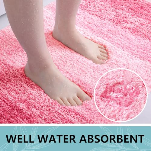 Arotive Microfiber Bathroom Rugs, Shaggy Soft and Absorbent Bath Rug, Non-Slip, Thick Plush Machine Washable Dry Bath Mats for Bathroom, Tub and Shower, 24x16, Pink, Rectangular - Image 3