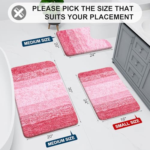 Arotive Microfiber Bathroom Rugs, Shaggy Soft and Absorbent Bath Rug, Non-Slip, Thick Plush Machine Washable Dry Bath Mats for Bathroom, Tub and Shower, 24x16, Pink, Rectangular - Image 2