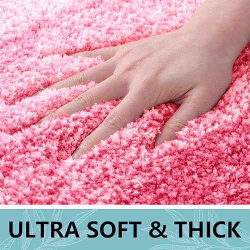 Arotive Microfiber Bathroom Rugs, Shaggy Soft and Absorbent Bath Rug, Non-Slip, Thick Plush Machine Washable Dry Bath Mats for Bathroom, Tub and Shower, 24x16, Pink, Rectangular - Image 4