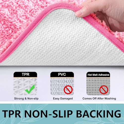 Arotive Microfiber Bathroom Rugs, Shaggy Soft and Absorbent Bath Rug, Non-Slip, Thick Plush Machine Washable Dry Bath Mats for Bathroom, Tub and Shower, 24x16, Pink, Rectangular - Image 5