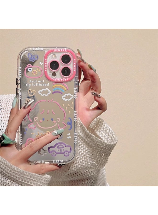 NIBEMINENT Cute Doodle Girl Protective TPU Case Cover For iPhone 15 Pro - Image 2