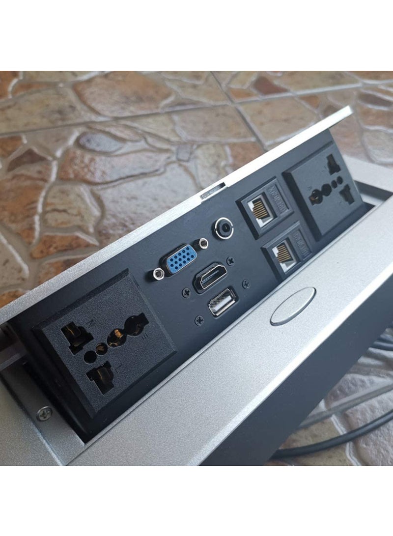 Next Life Pop up Desktop Power Socket,  Multimedia Socket Table socket with 2 Power, USB Data, Telephone, Internet, VGA, HDMI, 3.5 Audio for Office - Image 3