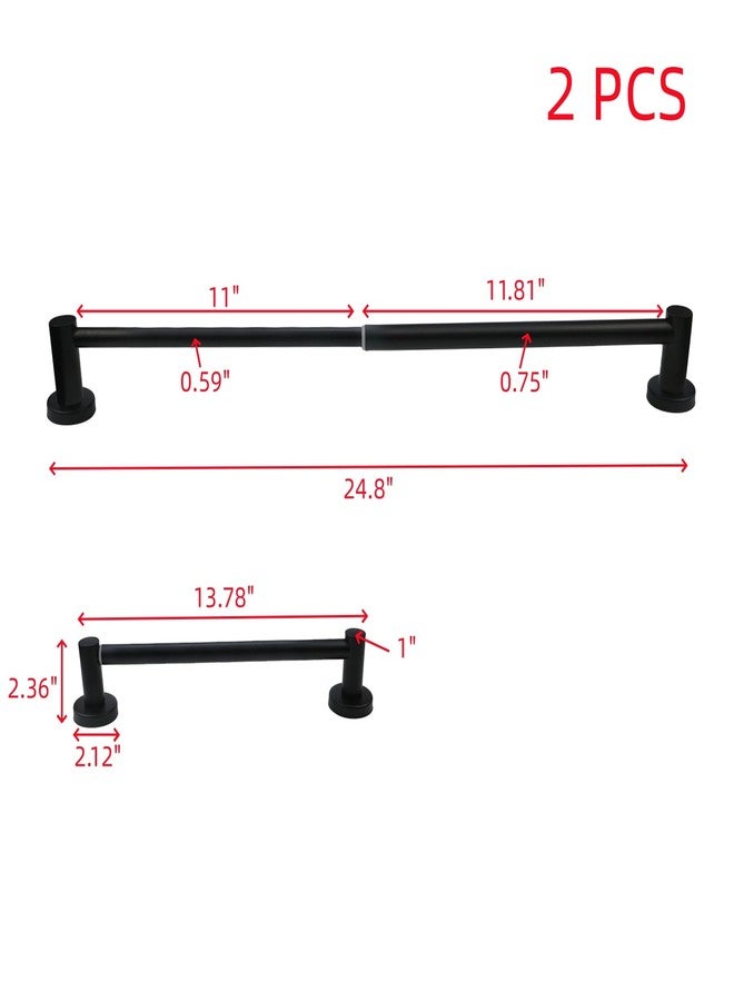 Oedema 2 Pack Curtain Rod Adjustable French Door Curtain Rod 13.78"-24.8" Sash Curtain Rods with Instruction & Screws for French Door, Sidelight Window, 3/4" Diameter, Black - Image 2