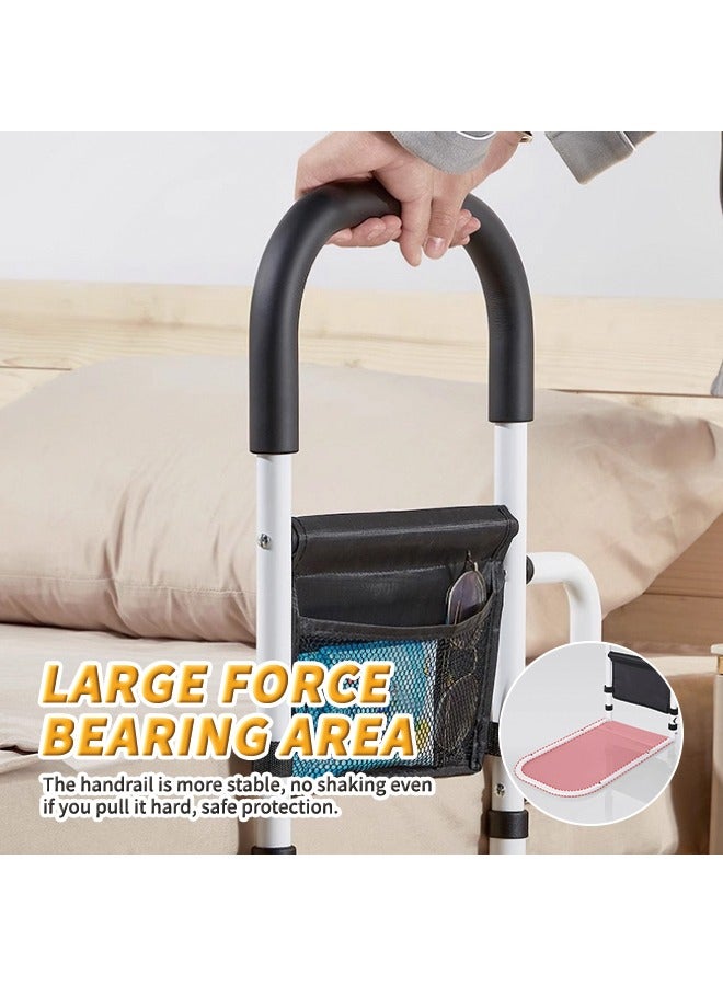 Generic No-Drill Bed Rail for Elderly Thickened Carbon Steel Bed Assist Rail with Non-Slip Handle & Storage Pouch Large Base & High Load-Bearing Assist Support Side Rail Universal Bed Guard for Seniors, Pregnant Women & Recovery Patients  - Image 3