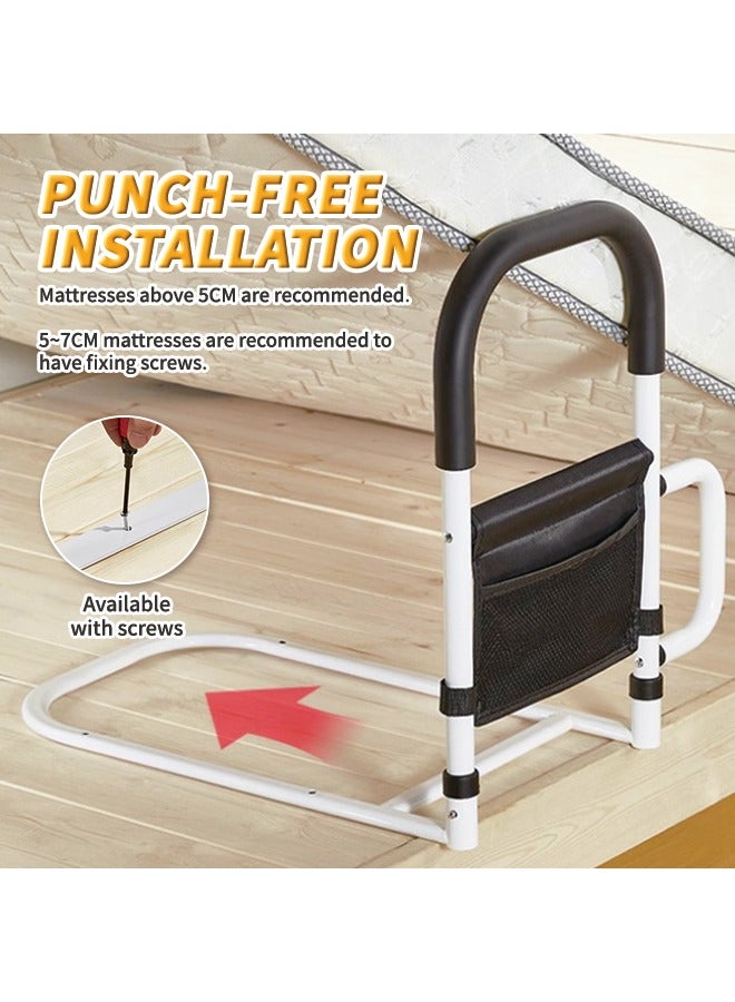 Generic No-Drill Bed Rail for Elderly Thickened Carbon Steel Bed Assist Rail with Non-Slip Handle & Storage Pouch Large Base & High Load-Bearing Assist Support Side Rail Universal Bed Guard for Seniors, Pregnant Women & Recovery Patients  - Image 5