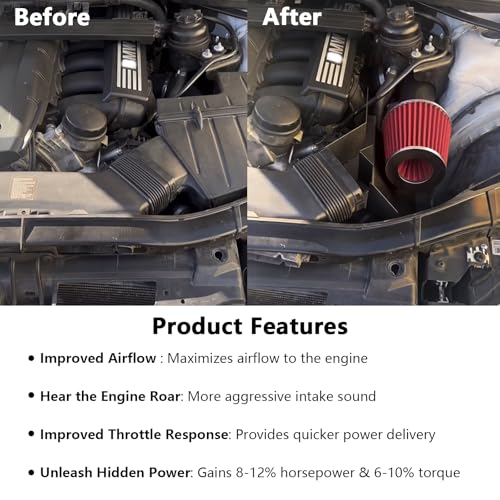 RiAiCiING Cold Air Intake Kit Compatible with BMW 2008-2011 128i E82 E88, 2008-2011 328i/2006 330i E90 E91 E92 E93 N52 3.0L, Increases Horsepower & Torque, More Aggressive and Sporty Induction Sound - Image 3