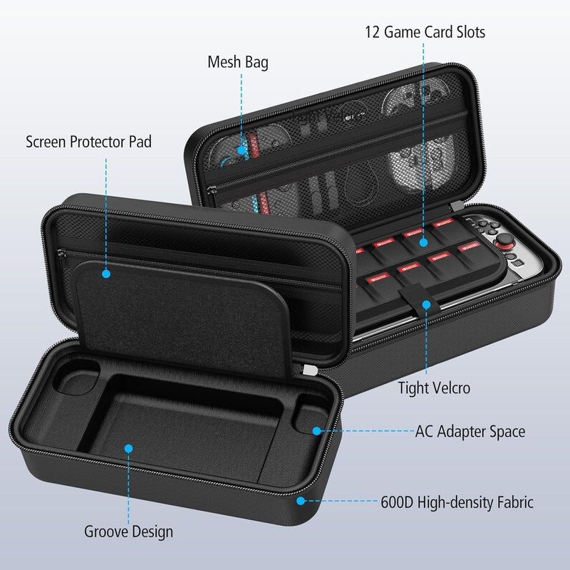 HEYSTOP Carrying Case for Nintendo Switch 2,Portable Travel Case for Nintendo Switch 2 Accessories with Screen Protector*1,Protective Cover*1,Thumb Caps*6,Large Space with 12 Game Card Slot,Hard Shell - Image 4