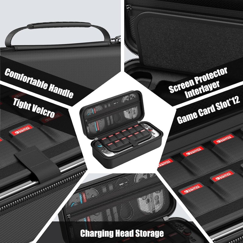 HEYSTOP Carrying Case for Nintendo Switch 2,Portable Travel Case for Nintendo Switch 2 Accessories with Screen Protector*1,Protective Cover*1,Thumb Caps*6,Large Space with 12 Game Card Slot,Hard Shell - Image 5