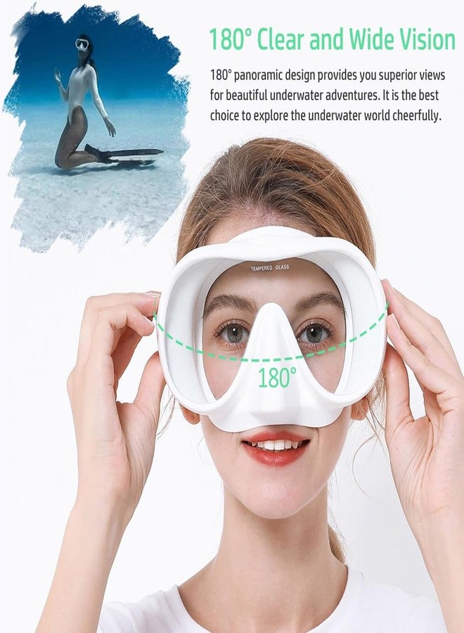 KLERICER NARUTOO Snorkel Set Adults, Fashionable Macaron Colors Frameless Snorkeling Mask, Ultra Wide View Anti-Fog Snorkel Mask Set, Portable Professional Diving Snorkeling Set (White) - Image 4
