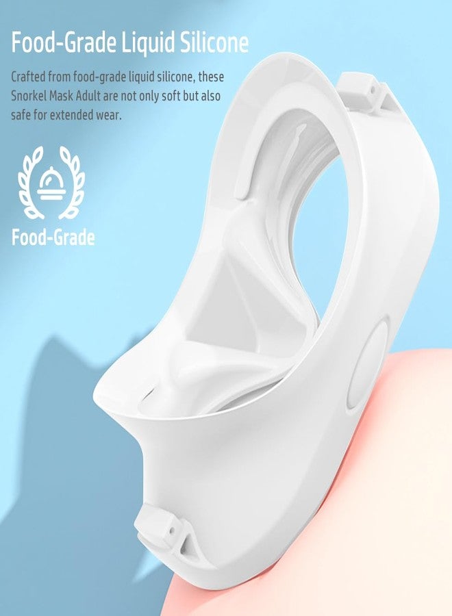 KLERICER NARUTOO Snorkel Set Adults, Fashionable Macaron Colors Frameless Snorkeling Mask, Ultra Wide View Anti-Fog Snorkel Mask Set, Portable Professional Diving Snorkeling Set (White) - Image 2