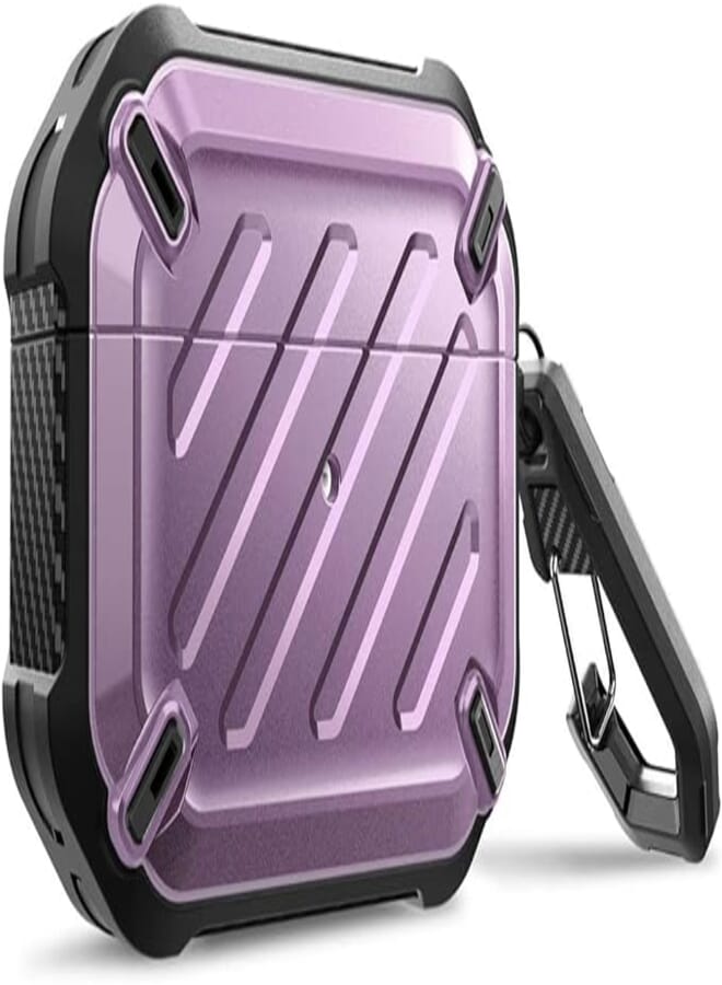 SupCase Supcase unicorn beetle pro series case designed for airpods pro, full-body rugged protective case with carabiner for apple airpods pro (purple)
