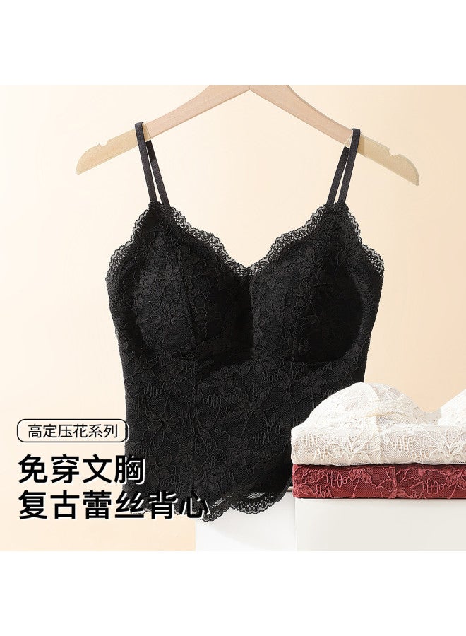 Moonbadi Haute Couture Embossed Lace Bralette French Lace Camisole Women'S Undershirt - Image 2