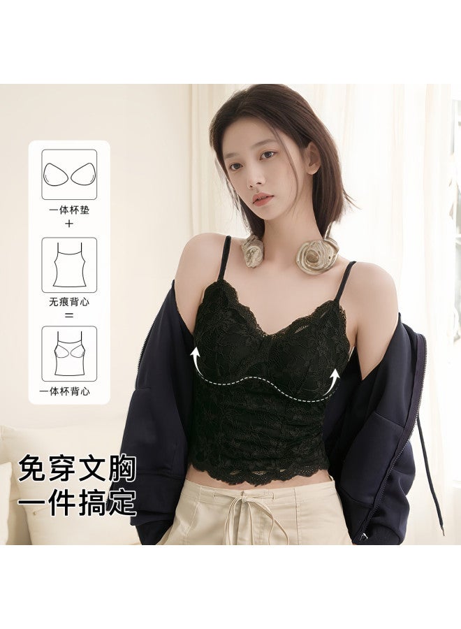 Moonbadi Haute Couture Embossed Lace Bralette French Lace Camisole Women'S Undershirt - Image 3