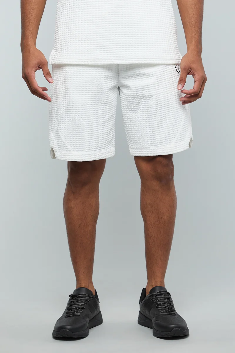 أر أند بي Waffle Textured Shorts with Drawstring Waist