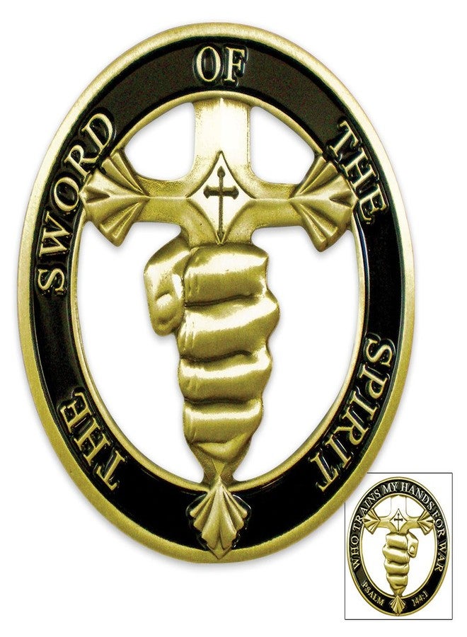 Eagle Crest Jesus Christ Bible Religious Die Cut Sword Of Spirit Psalm 144:1 - Good Luck Double Sided Collectible Challenge Pewter Coin - Image 1