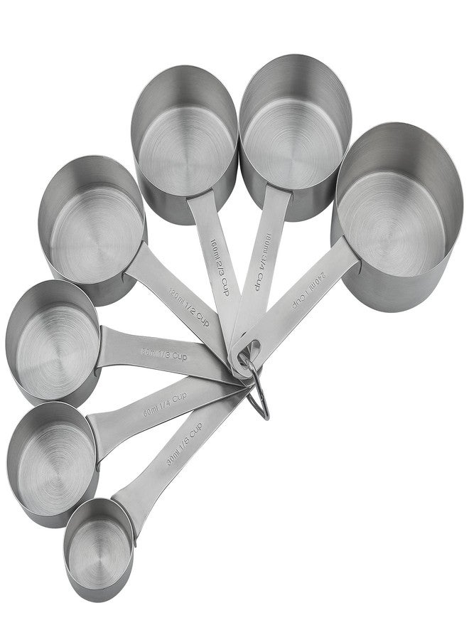 Smithcraft Measuring Cups Set of 7, 18/8 Stainless Steel Measuring Cups with 1/8, 1/4, 1/3, 1/2, 2/3, 3/4 & 1 Cup for Kitchen & Baking, Dry and Liquil Metal Metric Measure Cups Set - Image 2