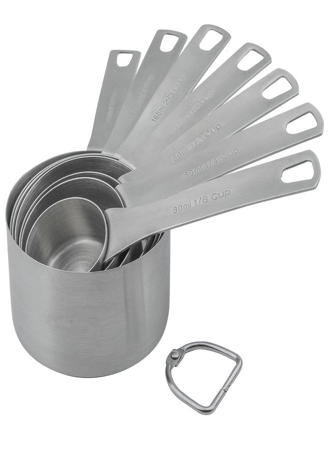Smithcraft Measuring Cups Set of 7, 18/8 Stainless Steel Measuring Cups with 1/8, 1/4, 1/3, 1/2, 2/3, 3/4 & 1 Cup for Kitchen & Baking, Dry and Liquil Metal Metric Measure Cups Set - Image 1