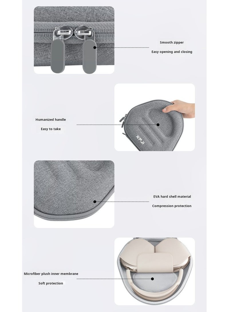 Protective Carrying Case for Apple AirPods Max – 1:1 Molded EVA Hard Shell with Velvet Lining, Waterproof Oxford Fabric, Shockproof & Travel-Friendly Headphone Storage Bag - Image 5