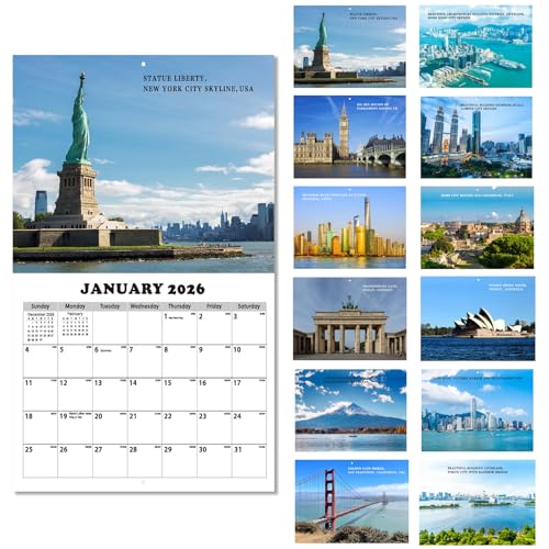 Dayvorax 2026 Wall Calendar - Monthly Calendar 2026-2027, Jan 2026 - Jan 2027, 11" x 16.5", Large Wall Calendar with Thick Paper, Large Blocks, Home or Office Calendar, World Scenery - Image 1