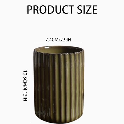 LILITURF Ceramic Toothbrush Holder for Bathroom, Ceramic Toothbrush Cup, Toothpaste Organizer for Bathroom Countertop, Bathroom Storage Organizer, Kiln Transformation Cup (Green) - Image 2