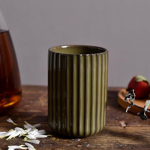 LILITURF Ceramic Toothbrush Holder for Bathroom, Ceramic Toothbrush Cup, Toothpaste Organizer for Bathroom Countertop, Bathroom Storage Organizer, Kiln Transformation Cup (Green) - Image 4