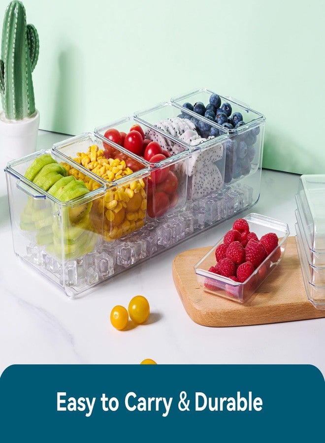 Luckore Chilled Condiment Tray Server with 5 Containers & Removable Compartments, Large Ice Chilled Condiment Organizer, Clear Garnish Serving Tray Platter for Fruit, Salad, Food, Bar Accessories - Image 5