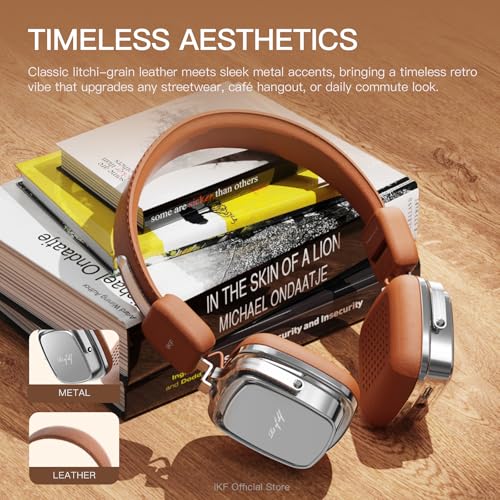 iKF R2 Retro Classic Wireless Headphones,On Ear Headset,Ergonomic Design,40mm Drivers, ENC Clear Call, Bluetooth & Wired Dual Mode, 60H Playback,Throwback 80s 90s,OOTD (Black) - Image 2
