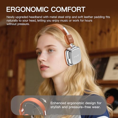 iKF R2 Retro Classic Wireless Headphones,On Ear Headset,Ergonomic Design,40mm Drivers, ENC Clear Call, Bluetooth & Wired Dual Mode, 60H Playback,Throwback 80s 90s,OOTD (Black) - Image 3