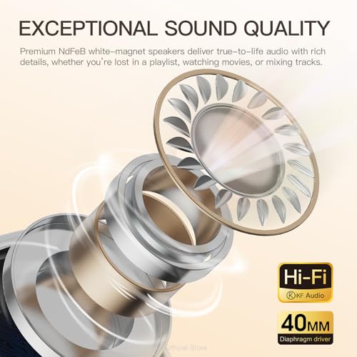 iKF R2 Retro Classic Wireless Headphones,On Ear Headset,Ergonomic Design,40mm Drivers, ENC Clear Call, Bluetooth & Wired Dual Mode, 60H Playback,Throwback 80s 90s,OOTD (Black) - Image 4