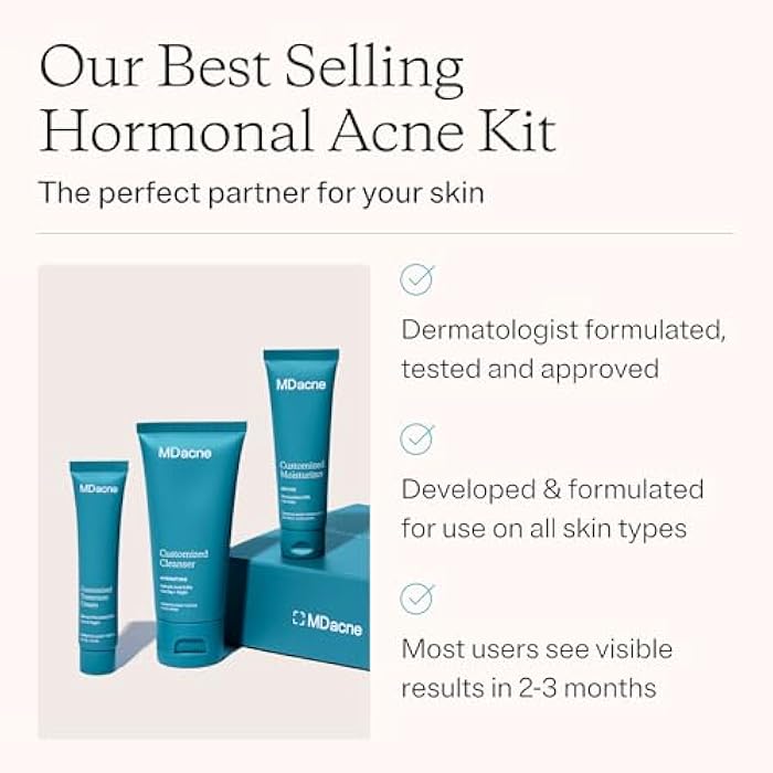MDacne مجموعة MDacne للعناية بالبشرة من 3 خطوات - كريم الريتينول 0.25%، منظف حمض الساليسيليك، مرطب النياسيناميد - منتجات نباتية لحب الشباب الهرموني، والبقع، والتجاعيد. مجموعة كاملة للعناية بالبشرة لمدة 30 يومًا. - Image 2