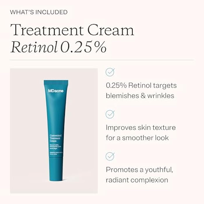MDacne مجموعة MDacne للعناية بالبشرة من 3 خطوات - كريم الريتينول 0.25%، منظف حمض الساليسيليك، مرطب النياسيناميد - منتجات نباتية لحب الشباب الهرموني، والبقع، والتجاعيد. مجموعة كاملة للعناية بالبشرة لمدة 30 يومًا. - Image 5