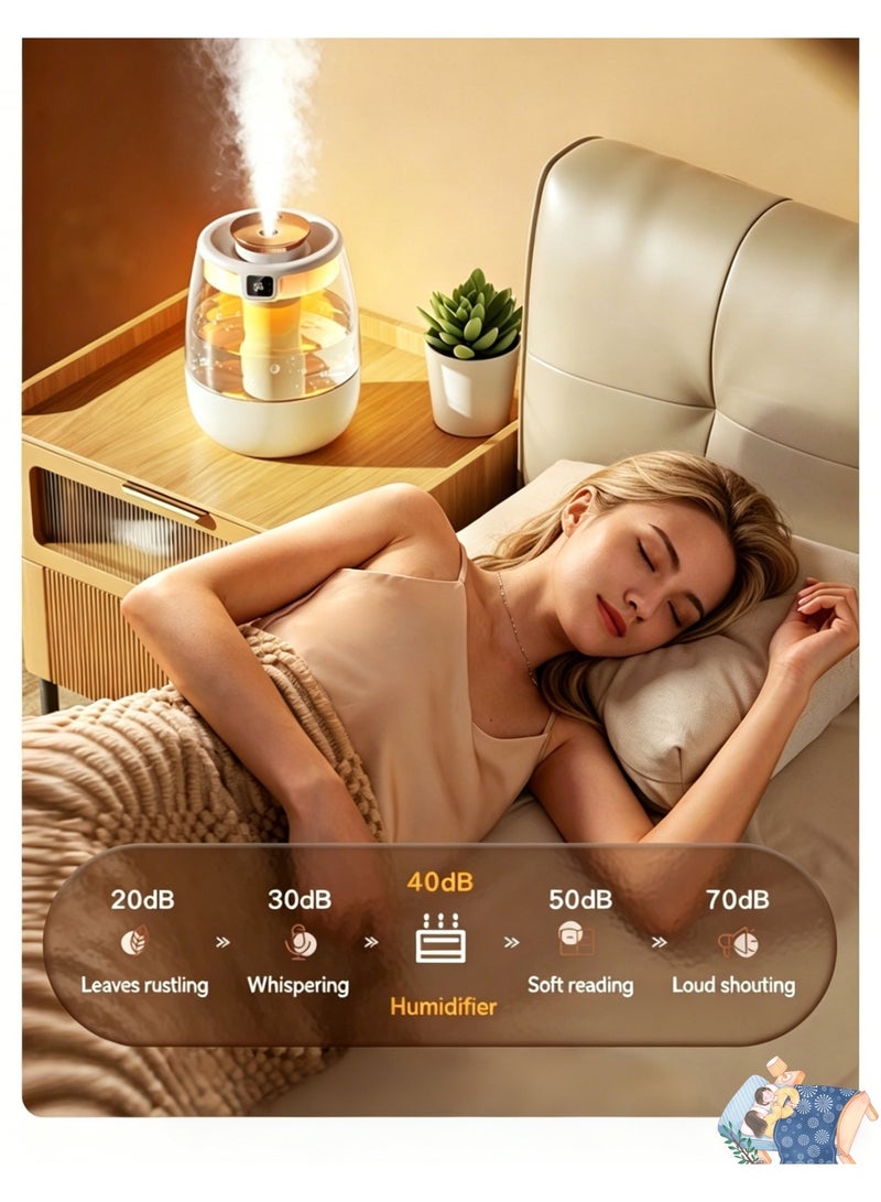HFN 2L Dual Nozzle Cold Mist Humidifier with Night Light, Digital Display Humidifier, 3 Atomization Modes & 360° Rotatable Nozzle, Ultra-Quiet Operation, Auto Shut-Off Without Water, Ideal for Home, Baby Room and Office - Image 3